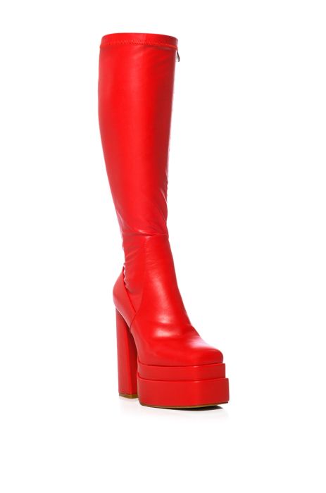 AZALEA WANG TO THE MAX CHUNKY STRETCH BOOT WITH 4 WAY STRETCH IN RED