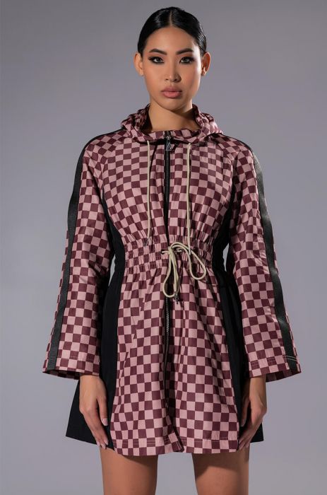 AZALEA WANG VAN SELUS CHECKERED RAIN JACKET in multi