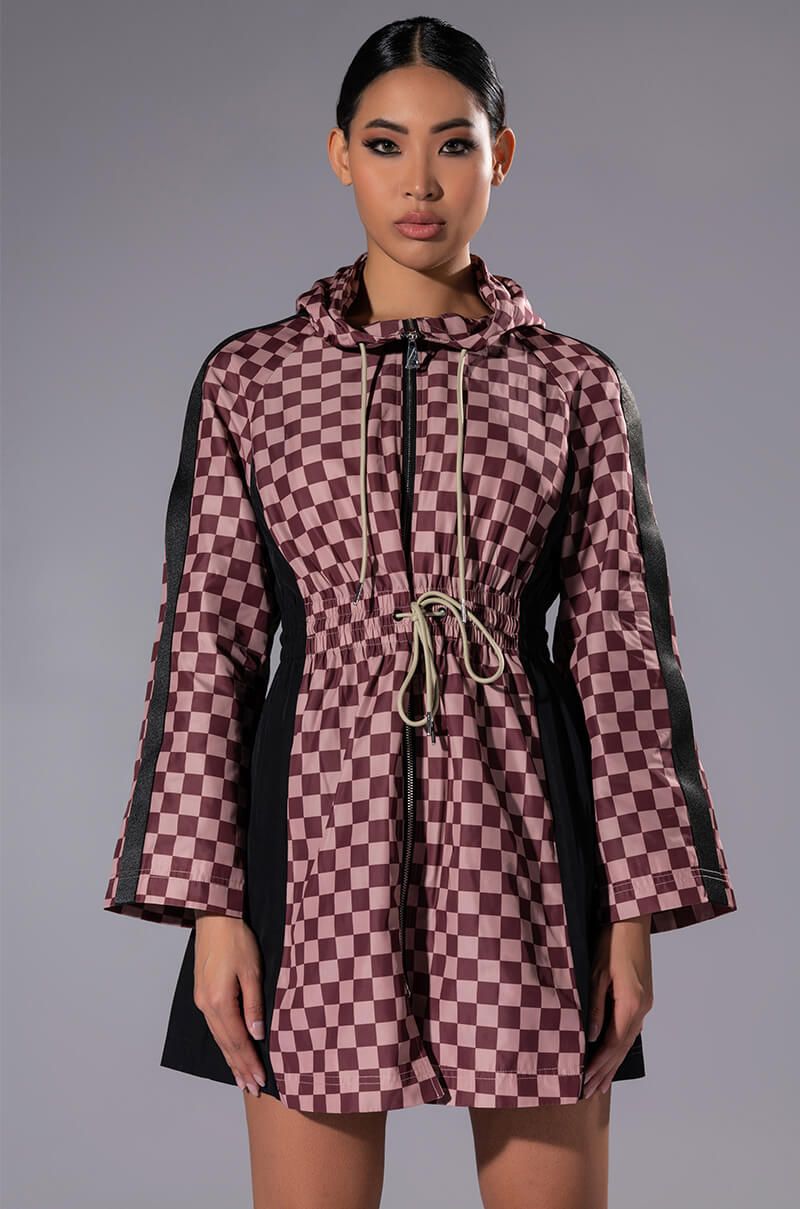 AZALEA WANG VAN SELUS CHECKERED RAIN JACKET in multi