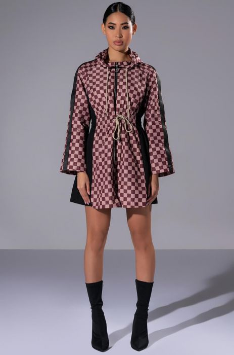 AZALEA WANG VAN SELUS CHECKERED RAIN JACKET in multi