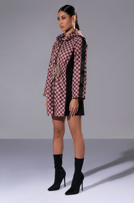 AZALEA WANG VAN SELUS CHECKERED RAIN JACKET in multi