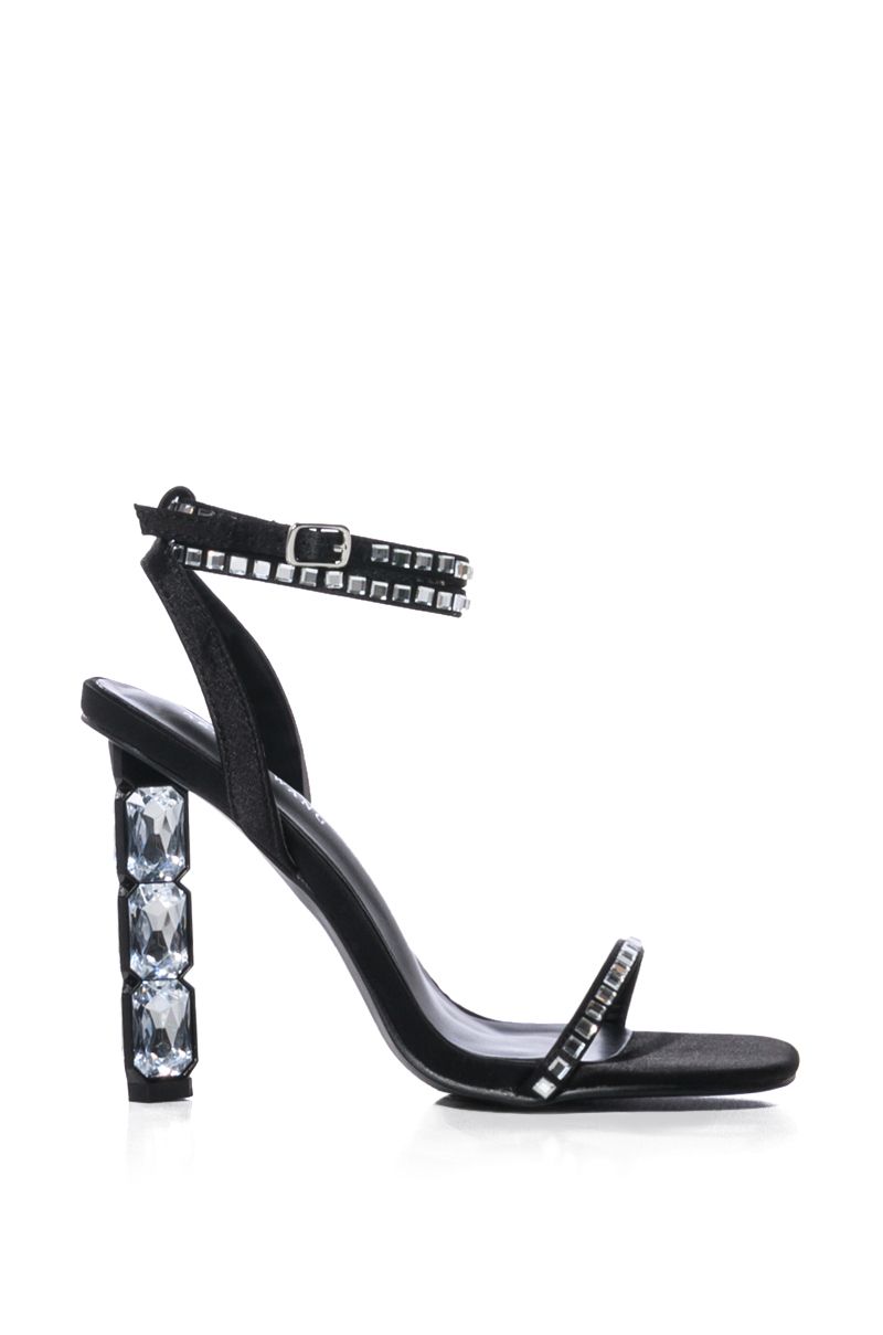 AZALEA WANG VIOLETA GEM HEEL SANDAL IN BLACK