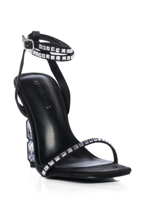 AZALEA WANG VIOLETA GEM HEEL SANDAL IN BLACK