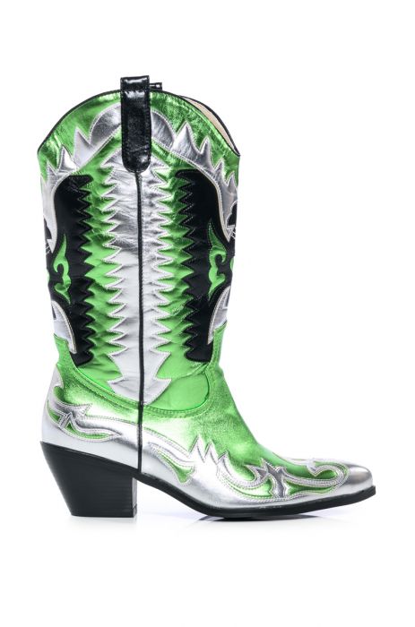 AZALEA WANG WAY METALLIC BOOT IN GREEN in GREEN MULTI