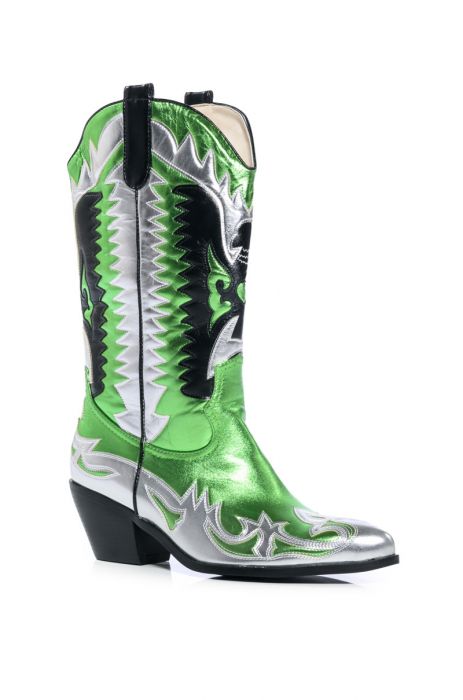 AZALEA WANG WAY METALLIC BOOT IN GREEN in GREEN MULTI