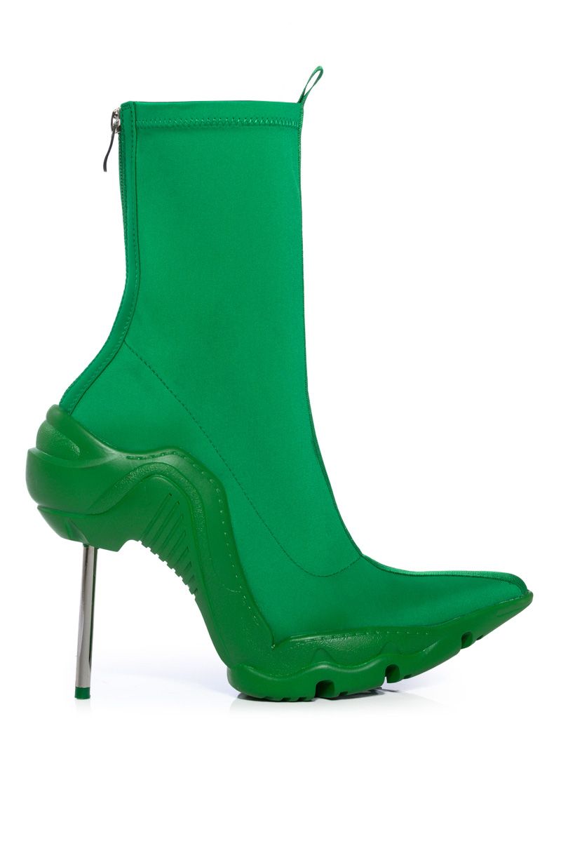 AZALEA WANG WILBER BOOTIE WITH STRETCH NEOPRENE IN GREEN