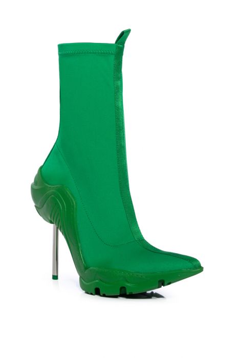 AZALEA WANG WILBER BOOTIE WITH STRETCH NEOPRENE IN GREEN
