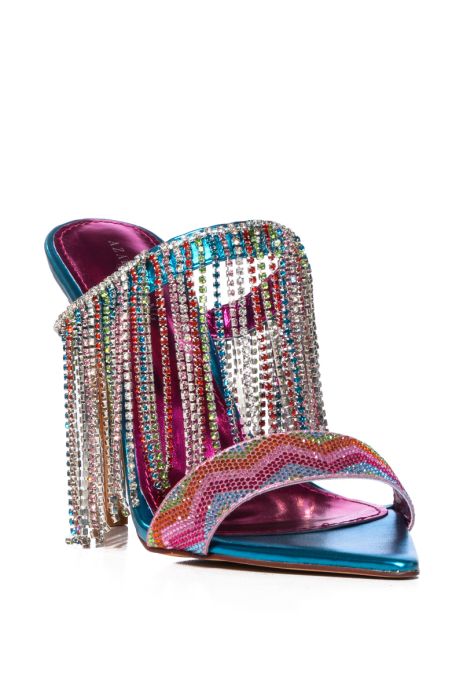 AZALEA WANG ZENNI RHINESTONE FRINGE SANDAL IN MULTI