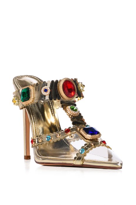 AZALEA WANG ZYA EMBELLISHED GEM PVC PUMP IN MULTI