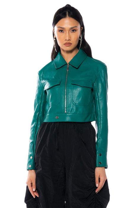 BASSEY DOUBLE FRONT POCKET MOTO in GREEN