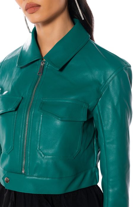 BASSEY DOUBLE FRONT POCKET MOTO in GREEN