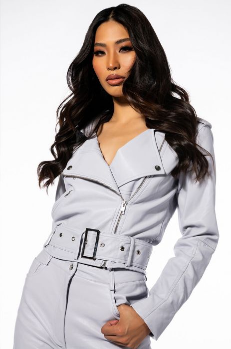 BE ABOUT IT MOTO JACKET in light purple