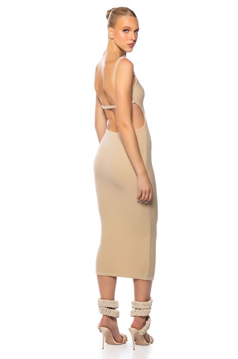 BOSSA NOVA OPEN BACK MAXI DRESS IN CREAM, BLACK