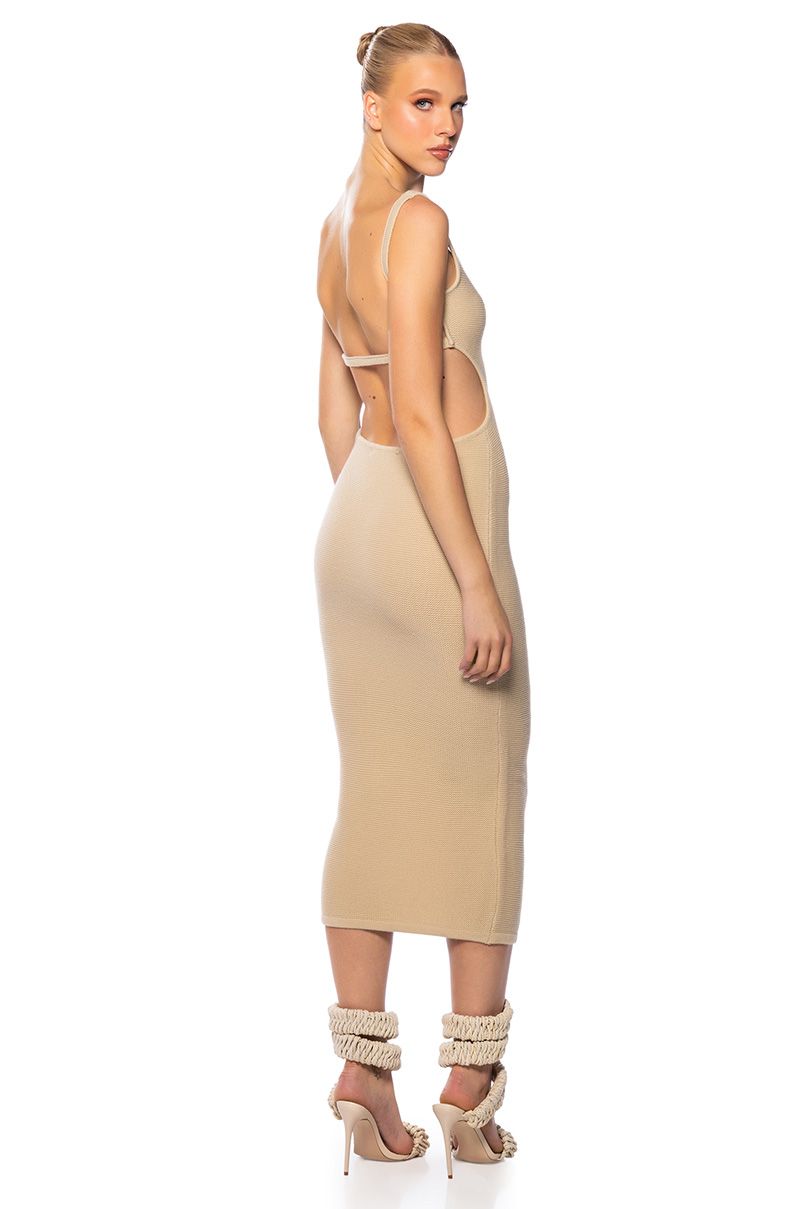 BOSSA NOVA OPEN BACK MAXI DRESS IN CREAM, BLACK