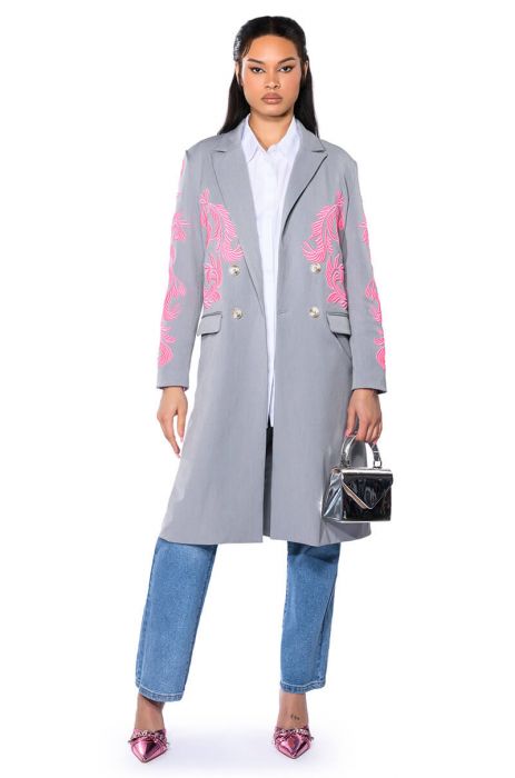 BOWERY EMBROIDERY TRENCH in GREY