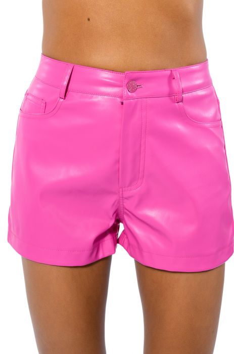 CALLIE FAUX LEATHER SHORT IN PINK