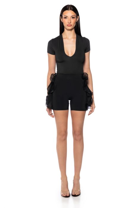 CAMELLIA BIKER SHORTS IN BLACK