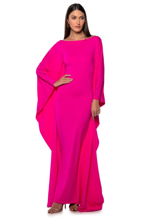CATCH ME IN MILAN SLINKY MAXI DRESS in FUCHSIA