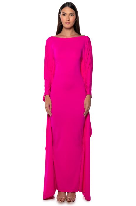 CATCH ME IN MILAN SLINKY MAXI DRESS in FUCHSIA