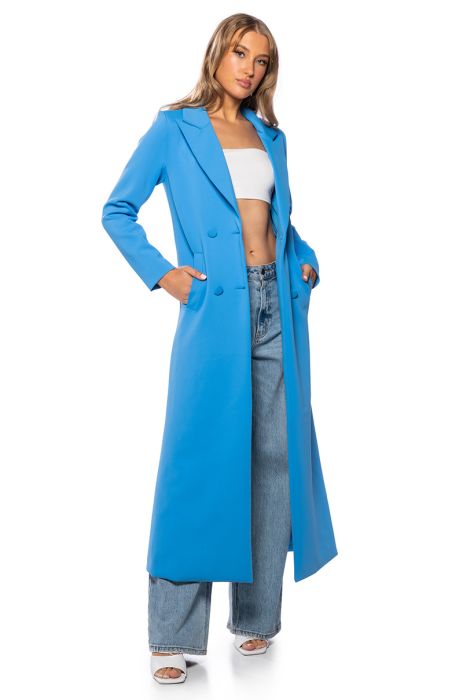 COCOA BUTTER SCUBA TRENCH IN BLUE