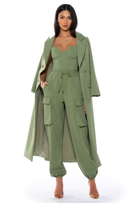 COCOA BUTTER SCUBA TRENCH IN GREEN
