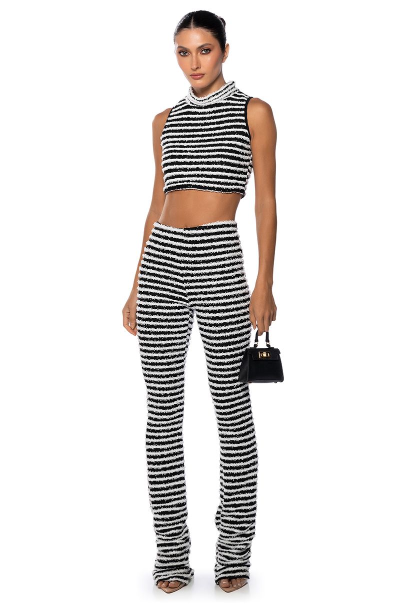 CUT HIM OFF FLARED PANT in black white