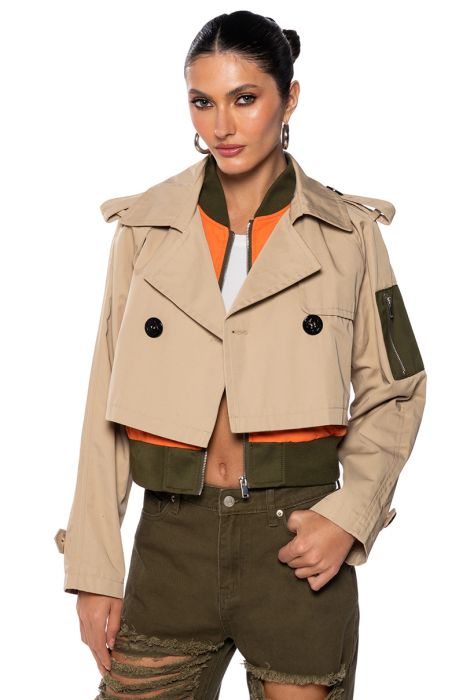DANA BOMBER LAYER CROP TRENCH in multi