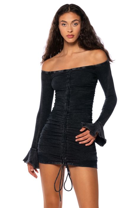 DANI MINERAL WASH MINI DRESS IN BLACK