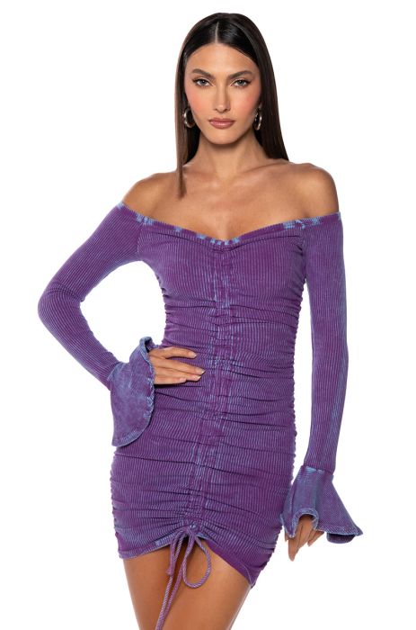 DANI MINERAL WASH MINI DRESS IN PURPLE MULTI