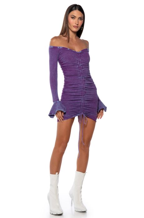 DANI MINERAL WASH MINI DRESS IN PURPLE MULTI