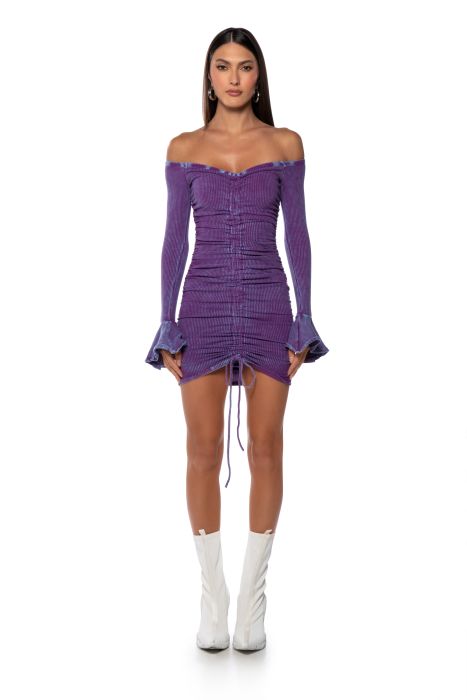 DANI MINERAL WASH MINI DRESS IN PURPLE MULTI