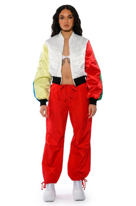 DECKER COLOR BLOCK BOMBER in WHITE MULTI