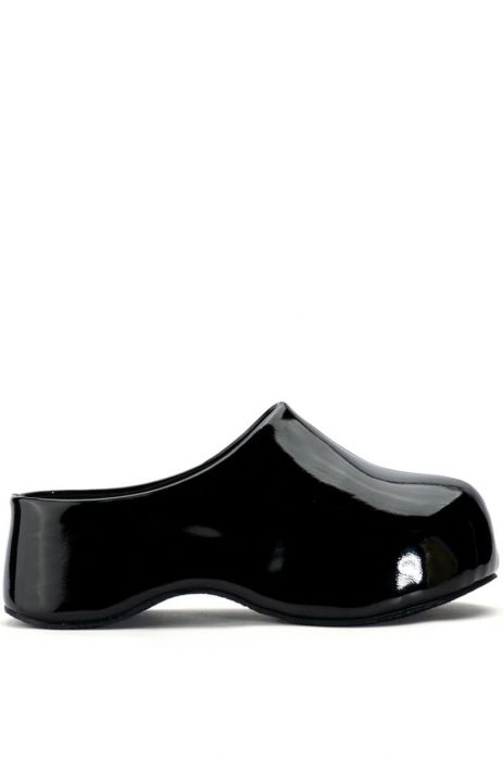 EMELIA FAUX LEATHER CLOG IN BLACK