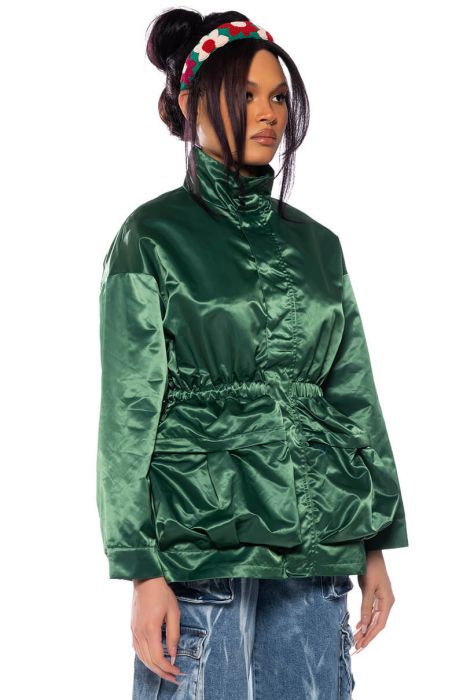 EMERALD CITY CINCHED NYLON JACKET in olive