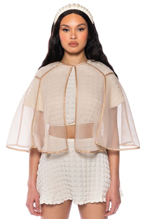 FIT FOR A QUEEN MESH CAPE in BEIGE