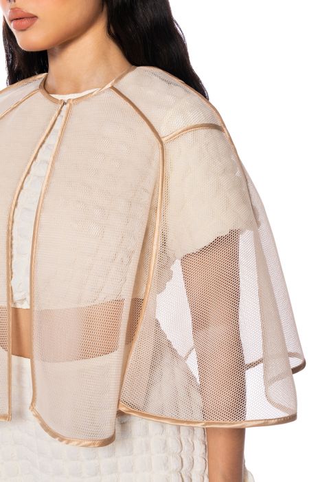 FIT FOR A QUEEN MESH CAPE in BEIGE