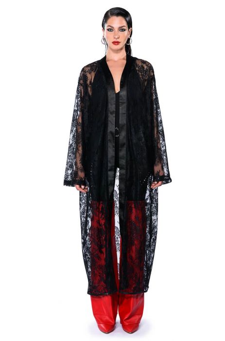 FURY LACE BOXING KIMONO in BLACK