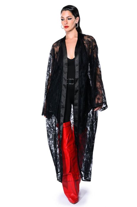 FURY LACE BOXING KIMONO in BLACK