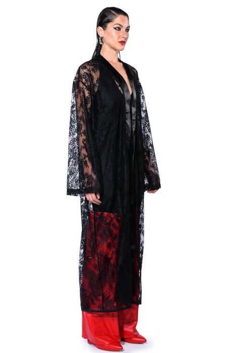 FURY LACE BOXING KIMONO in BLACK