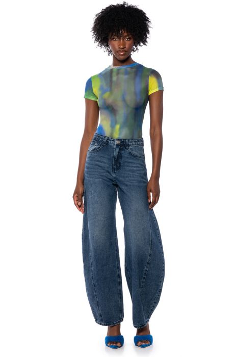 GENIE WIDE LEG JEANS IN MEDIUM BLUE