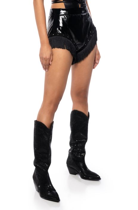 GIDDY UP PU SHORT IN BLACK