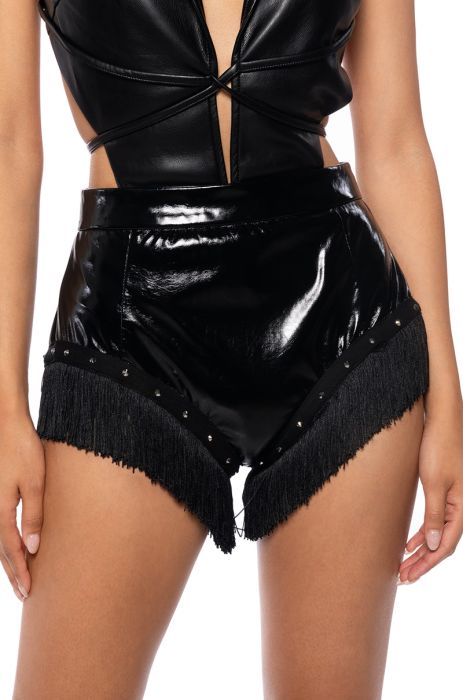 GIDDY UP PU SHORT IN BLACK