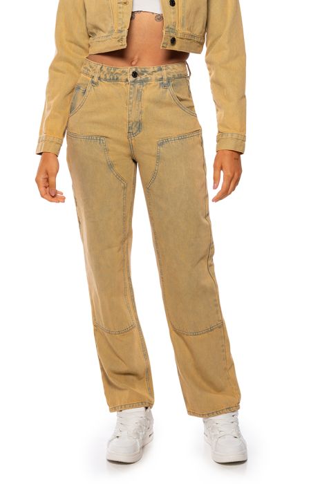 GOETHE MIXED WASH HIGH RISE DENIM IN BROWN