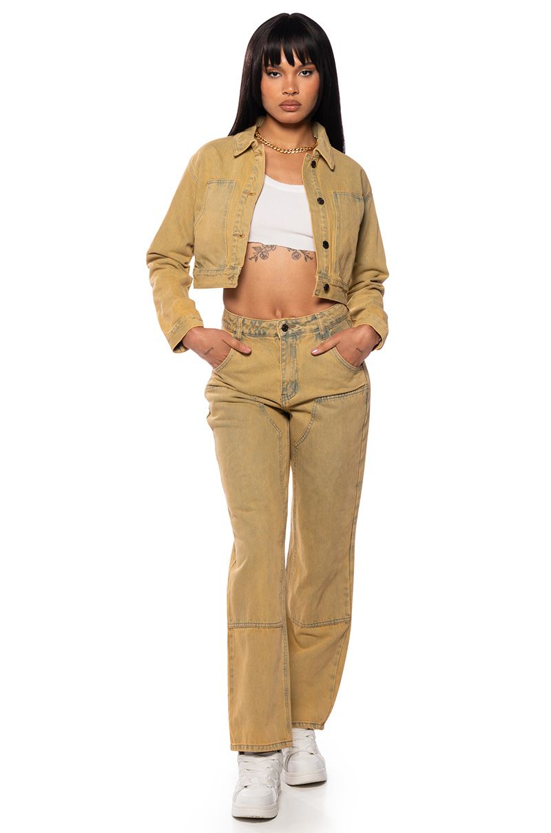 GOETHE MIXED WASH HIGH RISE DENIM IN BROWN