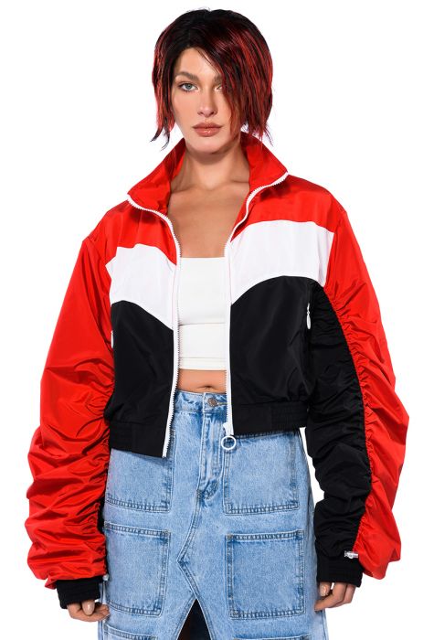 GOLD MEDAL SPORTY BOMBER in RED BLACK