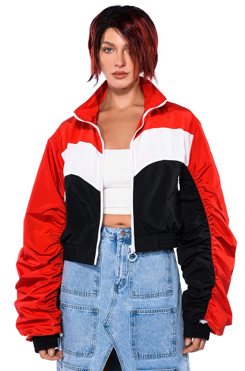 GOLD MEDAL SPORTY BOMBER in RED BLACK
