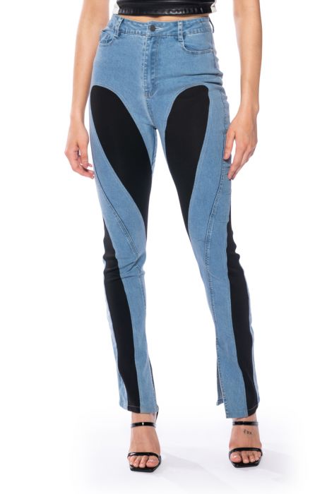GREEDY FOR YOU HIGH RISE SKINNY JEANS in DARK BLUE DENIM