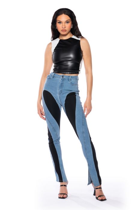 GREEDY FOR YOU HIGH RISE SKINNY JEANS in DARK BLUE DENIM