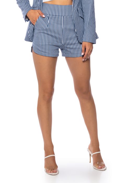 HANSEL PINSTRIPE SHORTS in navy multi
