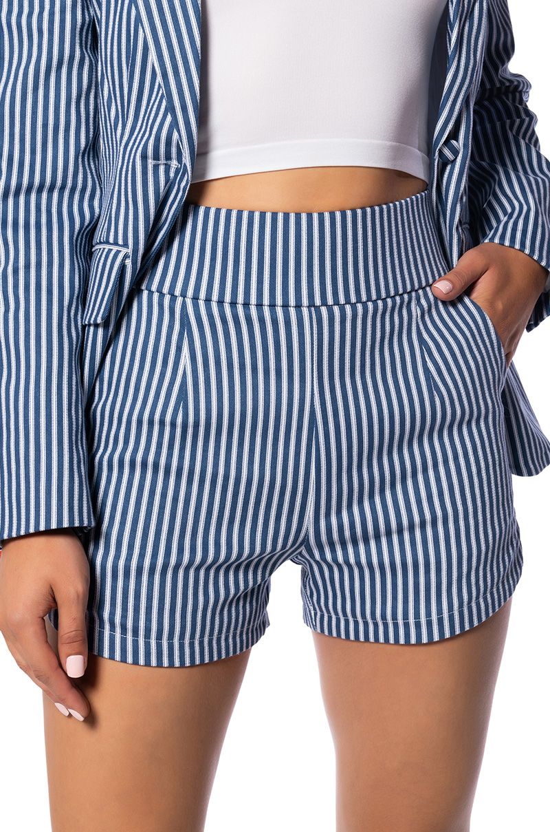HANSEL PINSTRIPE SHORTS in navy multi